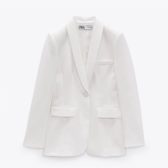 Zara blazer white waisted tailored tuxado suit jacket - Picture 9 of 12